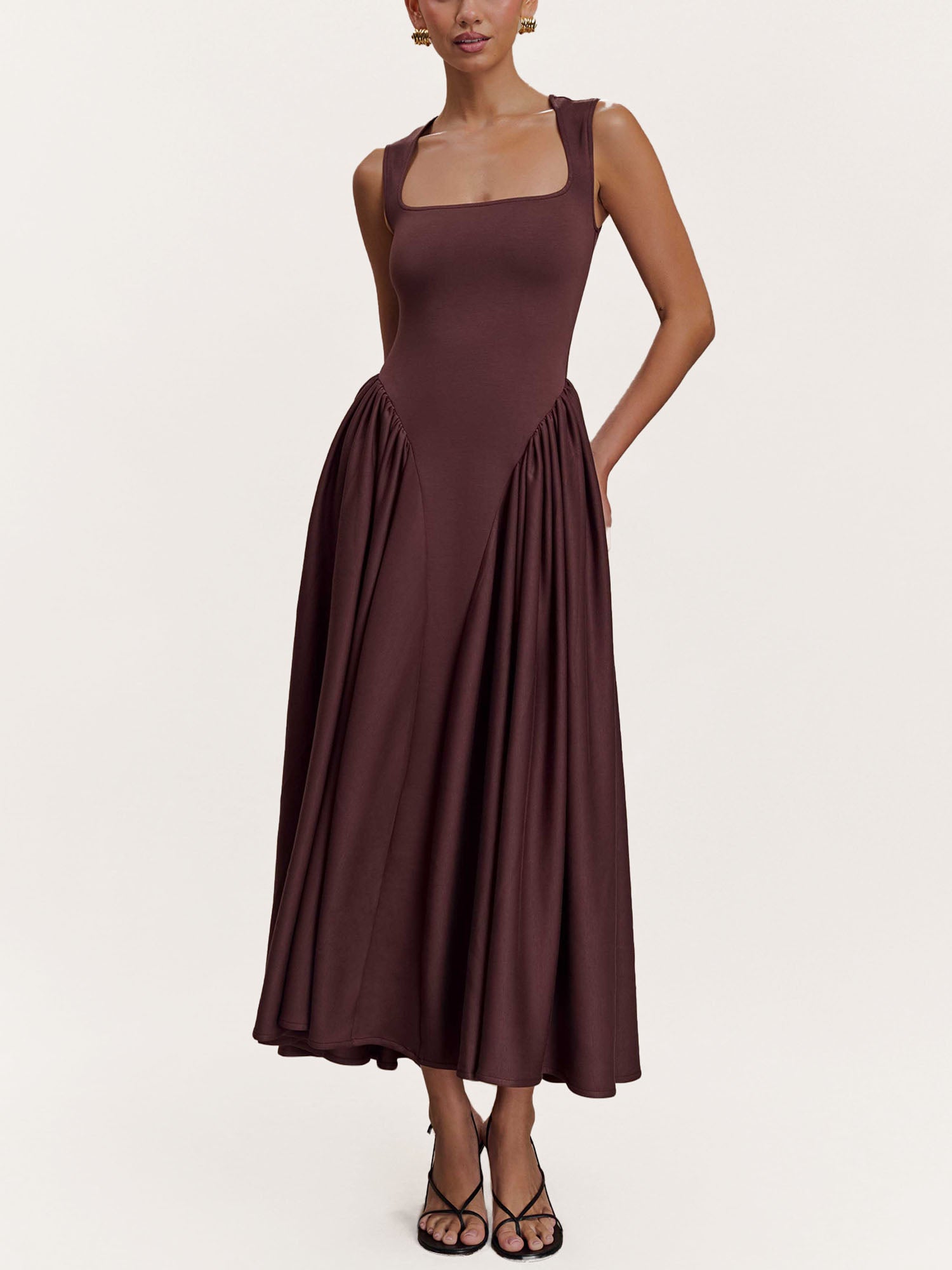 Mocha Sculpted Drape Midi Dress – Gretachic Mocha Sculpted Drape Midi Dress – Gretachic