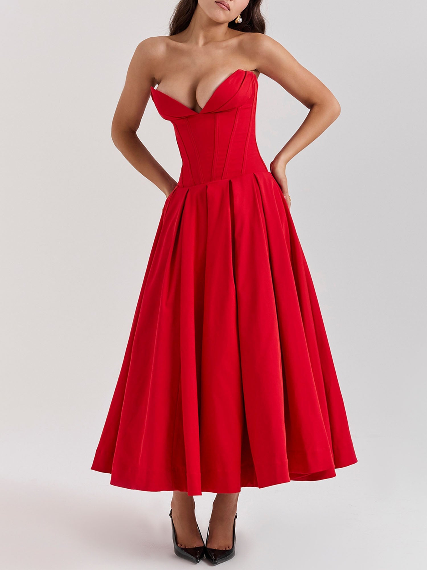 strapless red flare dress Strapless Red Fit and Flare Mini Dress 36620