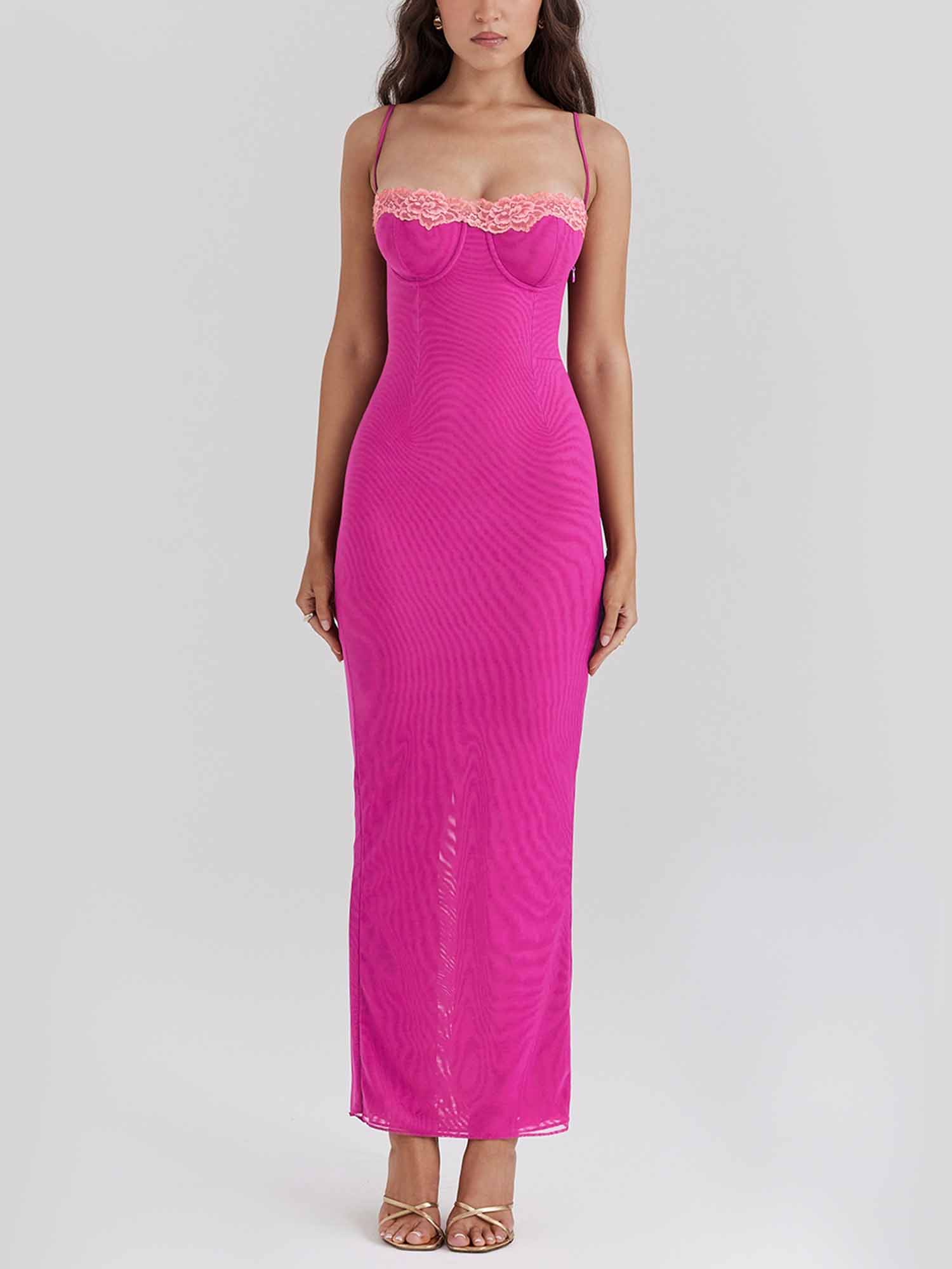 hot pink bodycon maxi dress GISELLE RUCHED DRAPED BODYCON MAXI DRESS IN HOT PINK Bella Galvan