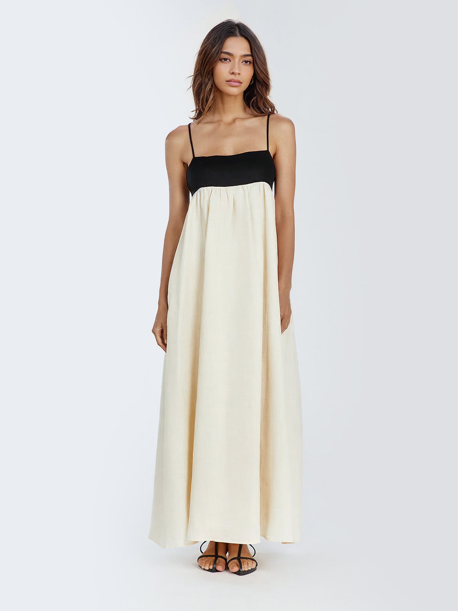 Color Block Maxi Dress with Spaghetti Straps  Gretachic