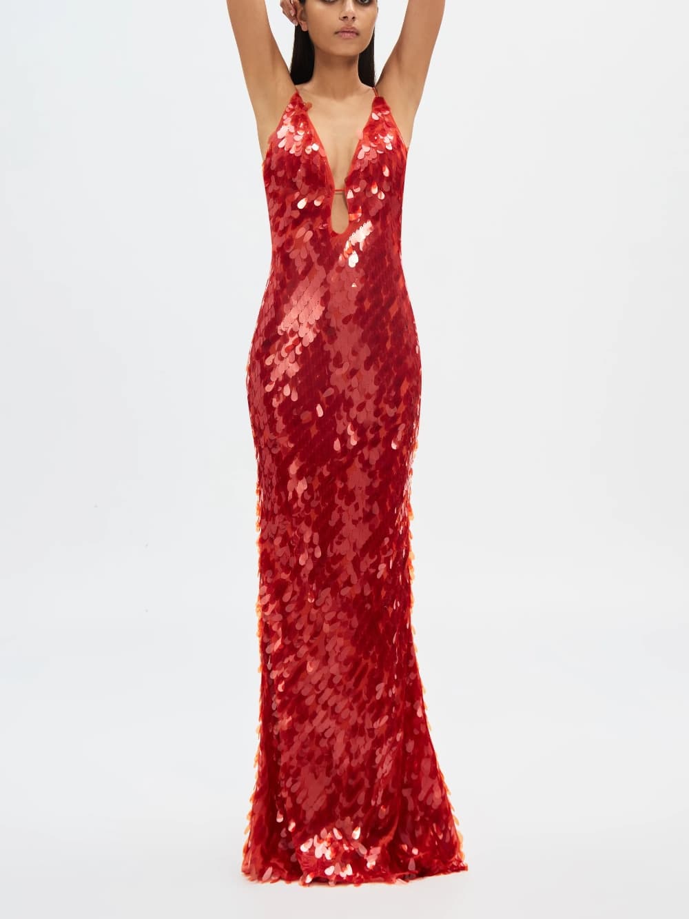 Sequin Plunge Maxi Dress