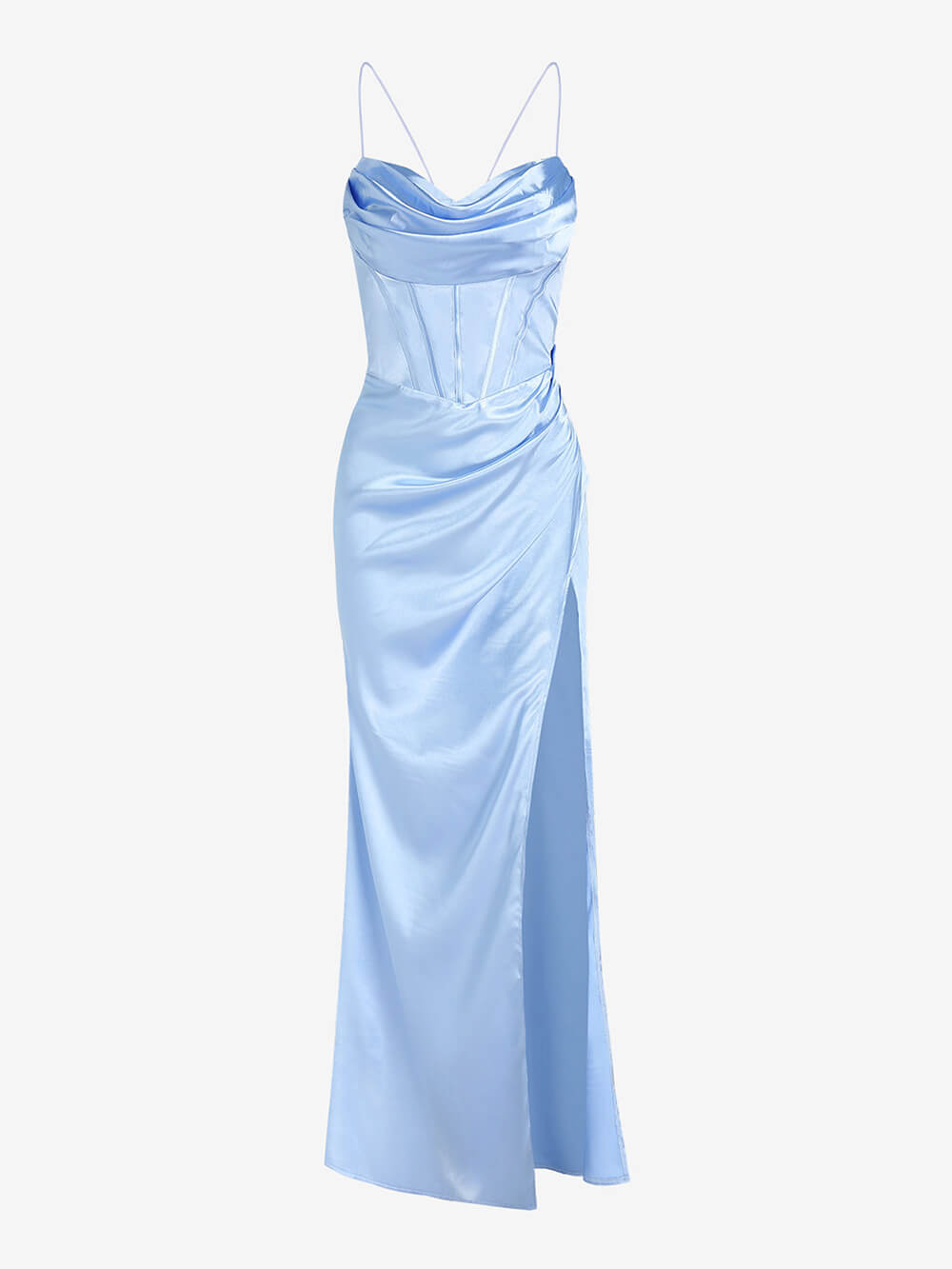 Satin Corset Maxi Dress with Slit