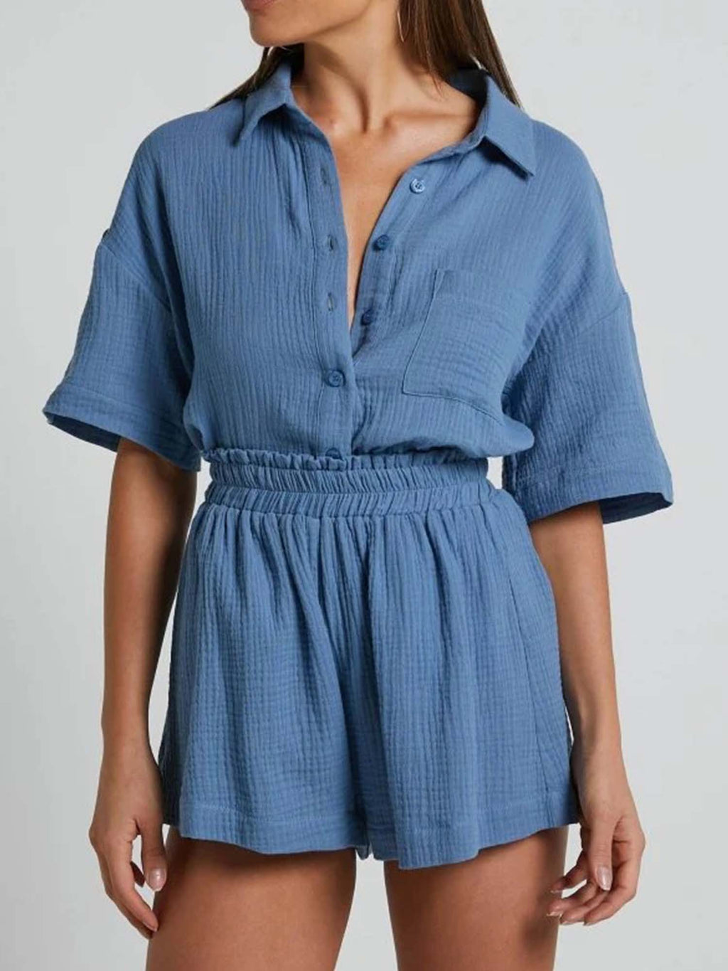 Short Sleeve Shirt Shorts Set Casual Euro Flow