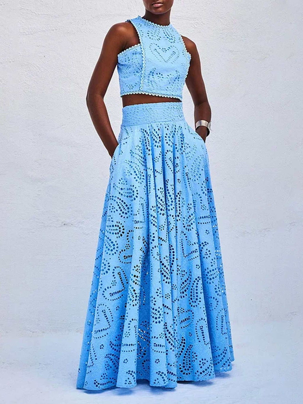 Embroidered Eyelet Crop Top