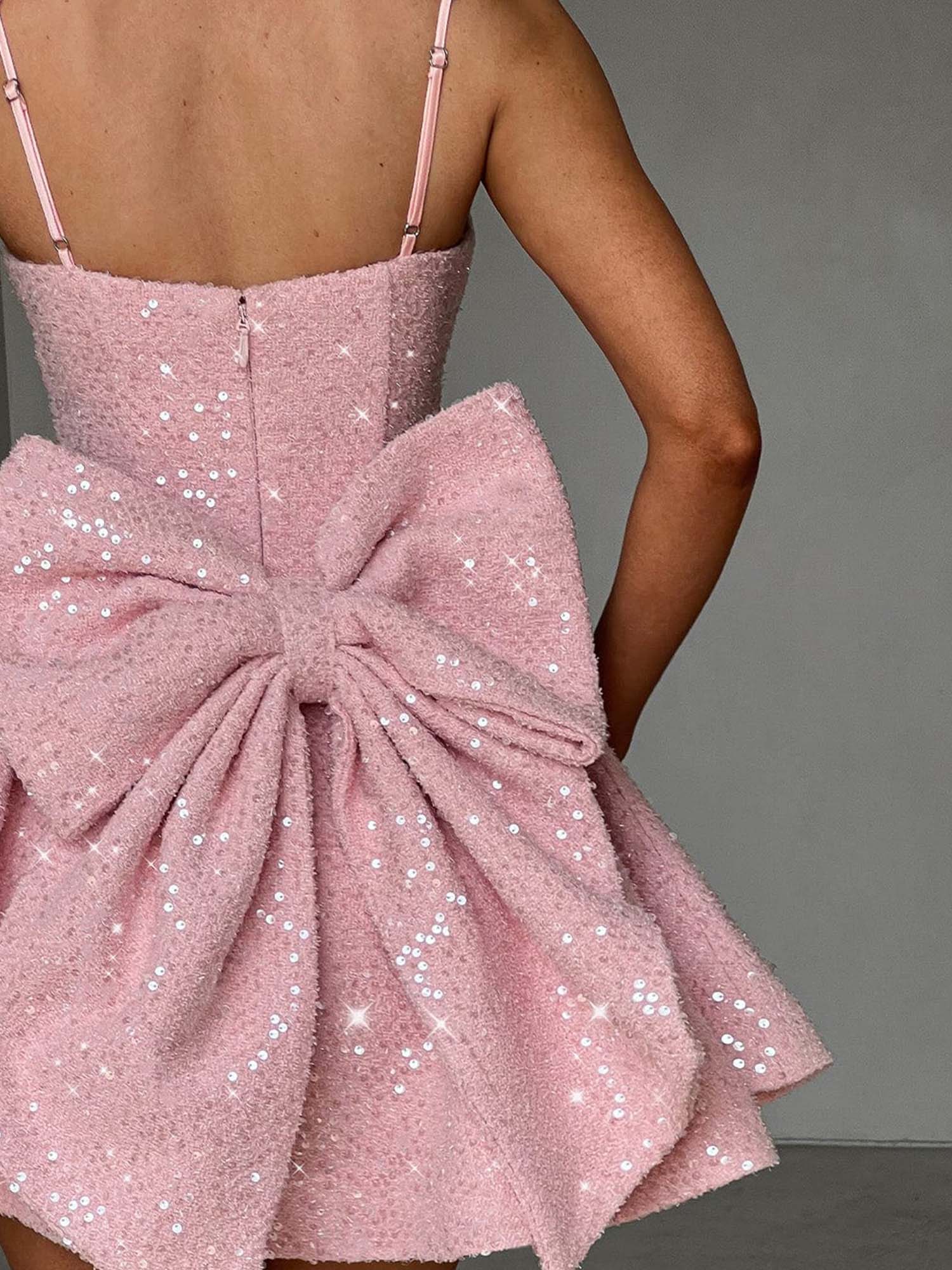 Sequin Detail Flared Mini Dress