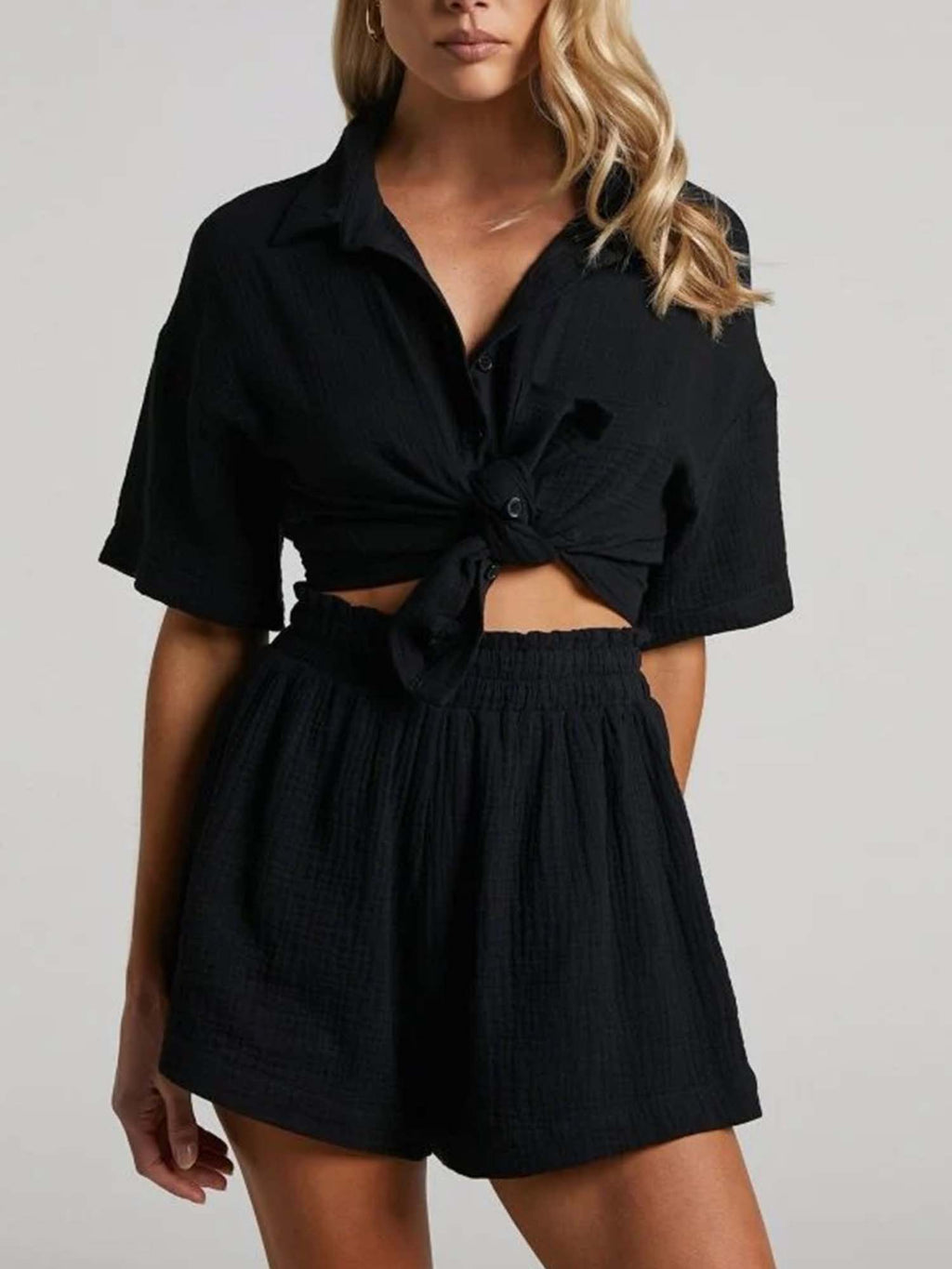 Short Sleeve Shirt Shorts Set Casual Euro Flow