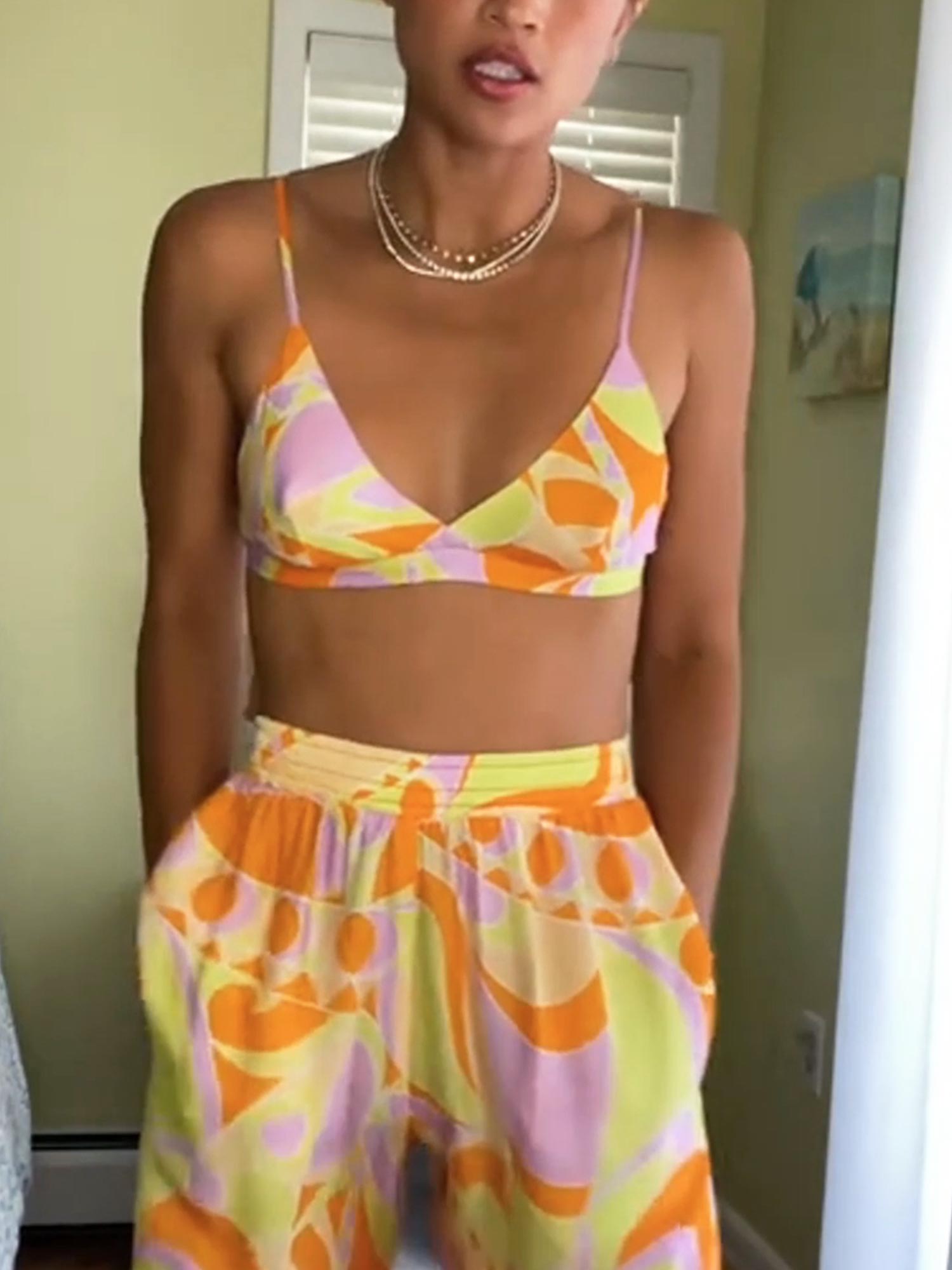 Bralette Cetakan Grafik Pantai Tropika
