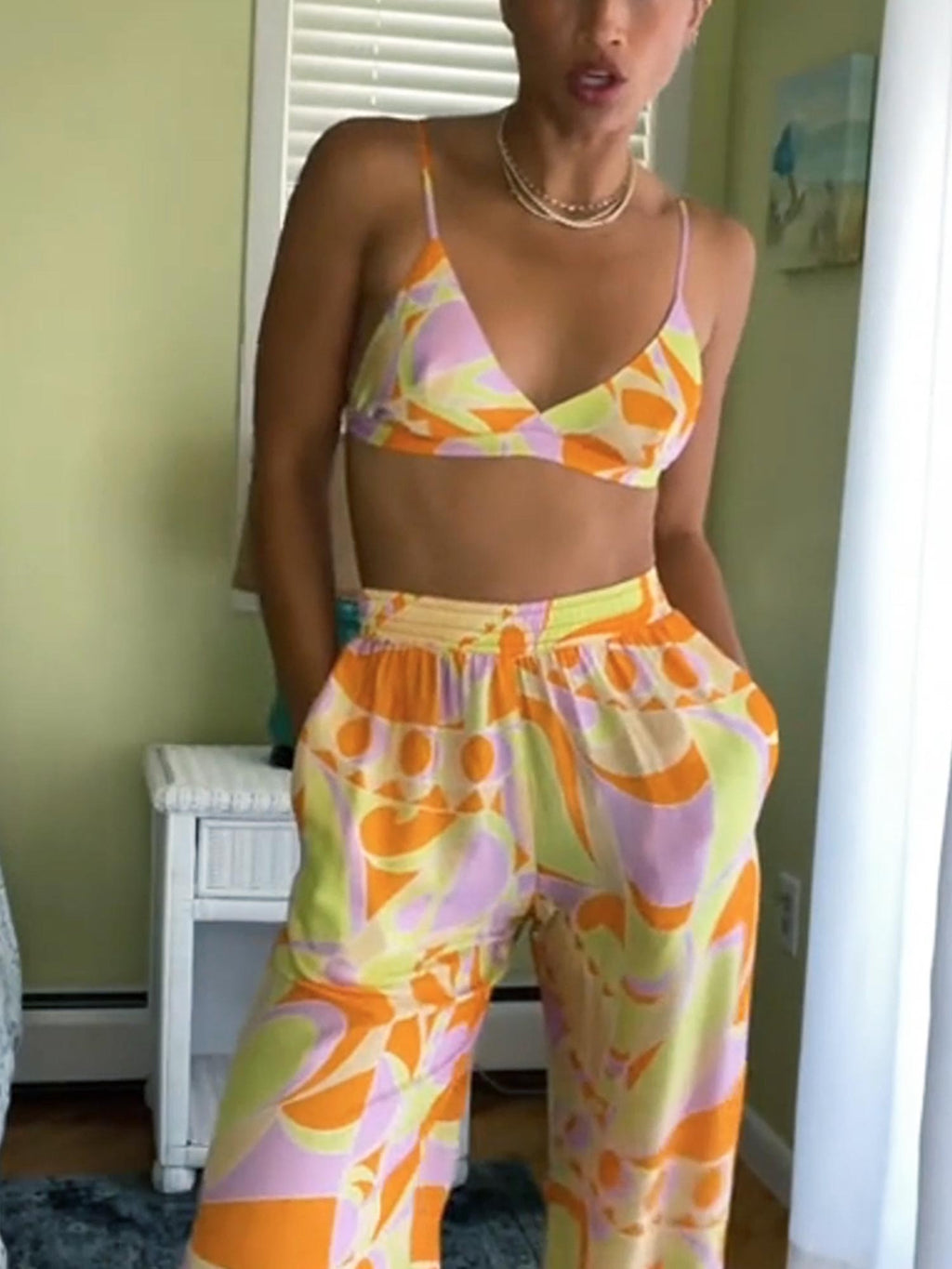 Tropical Beach Graphic Print Bralette