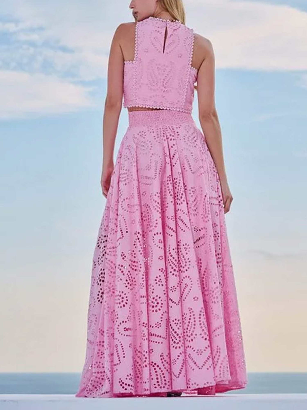 Embroidered Eyelet Crop Top