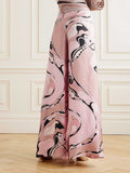 High Waist Wide Leg Abstract Print Pants