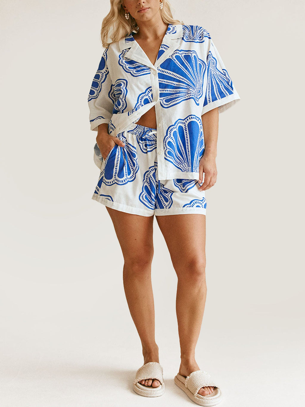 Set Baju &amp; Seluar Pendek Santai Ocean Breeze