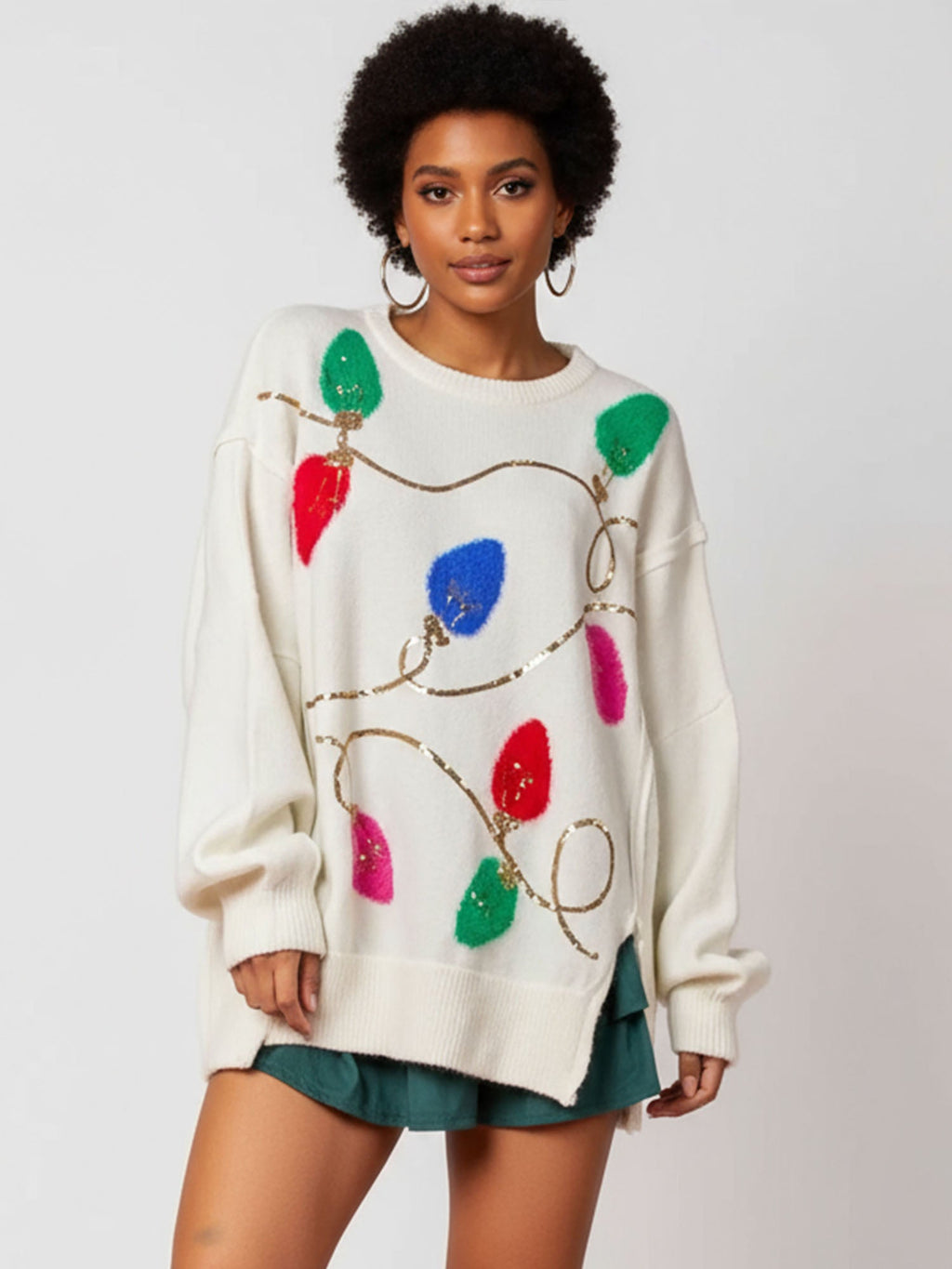Sweater Kaskad Perayaan Putih