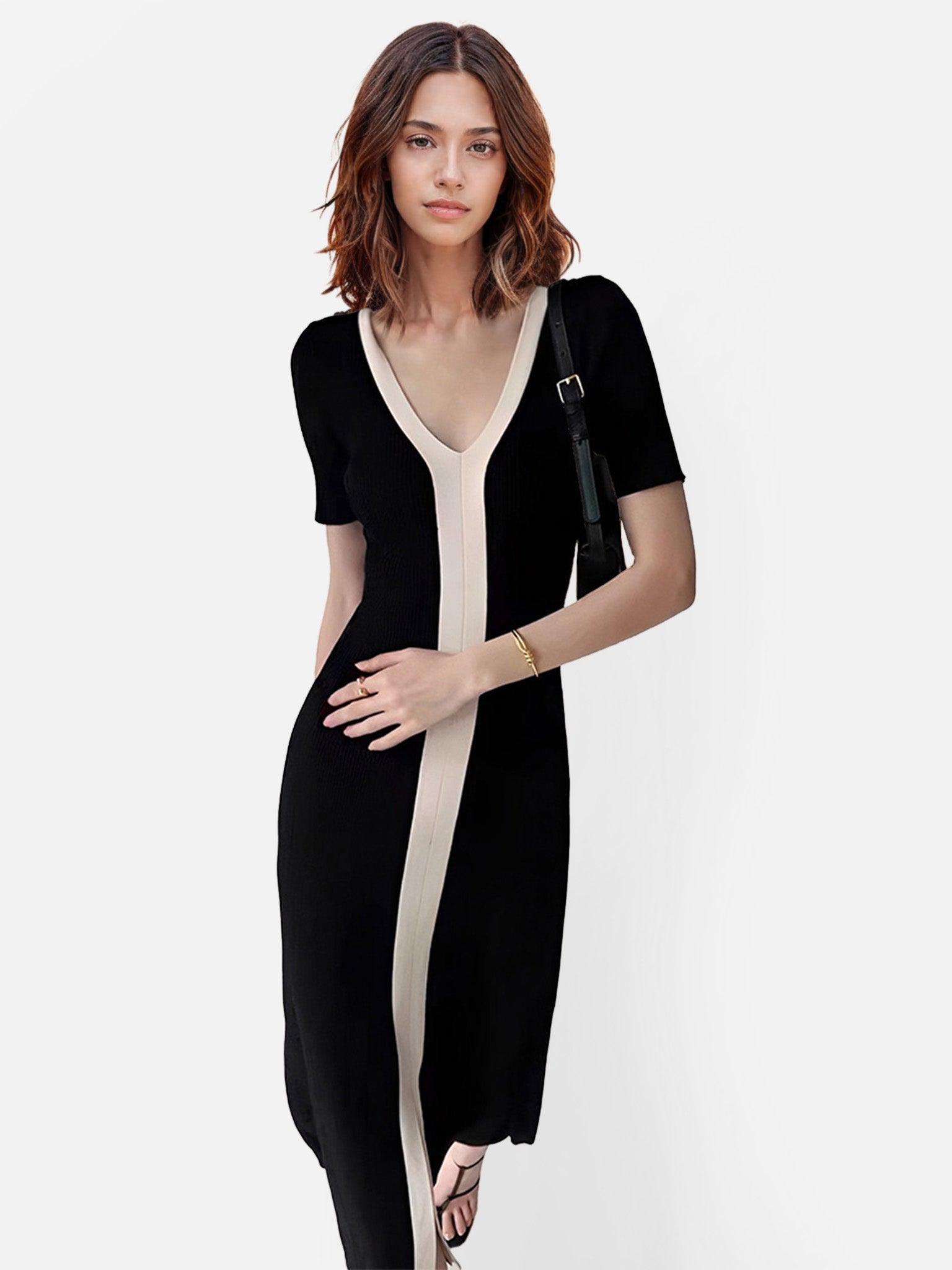 Color-Blocked Midi Dress
