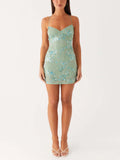 Mint Lace Corset Mini Dress