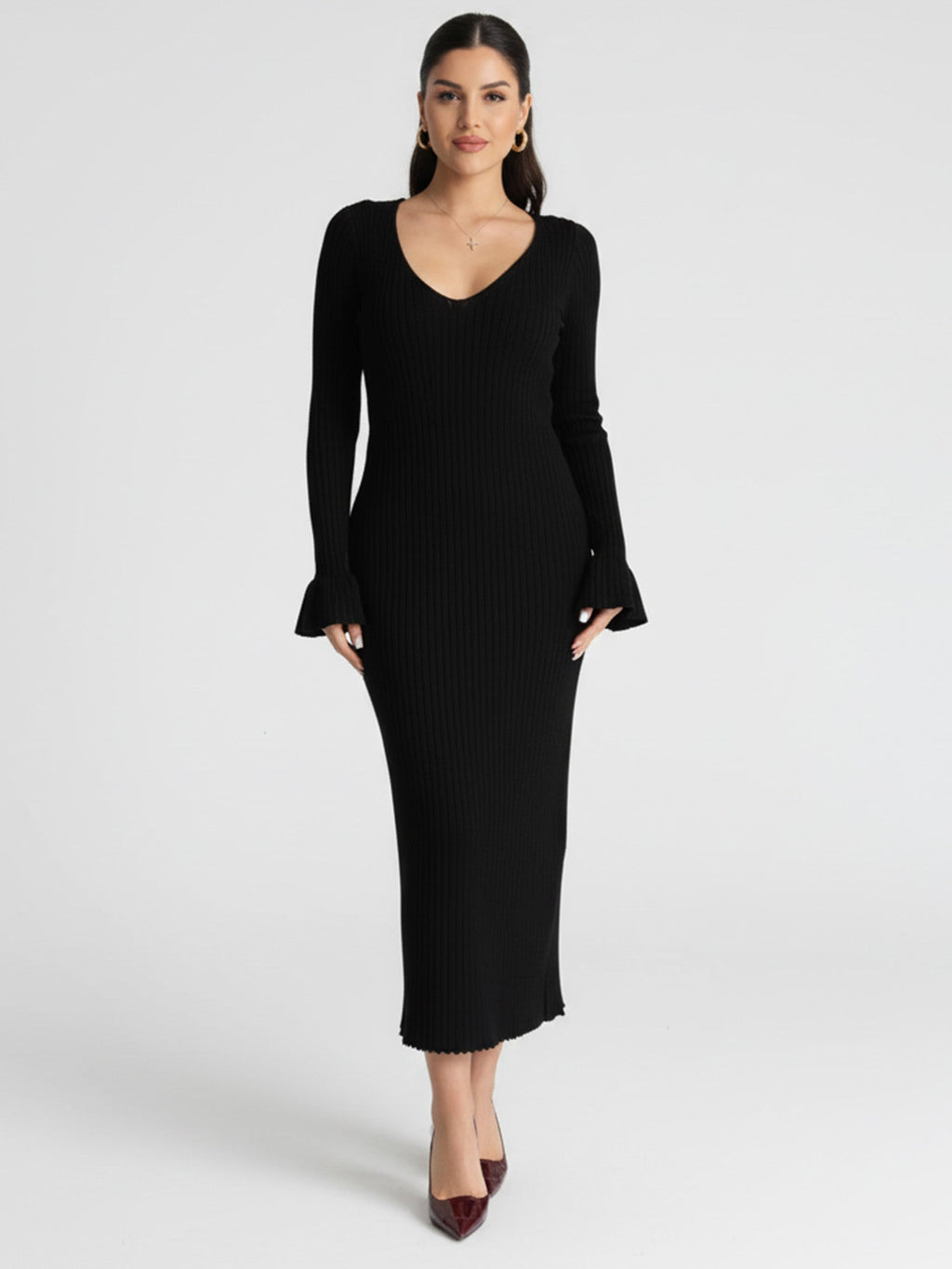 Black Ribbed Reverie Maxi Dress