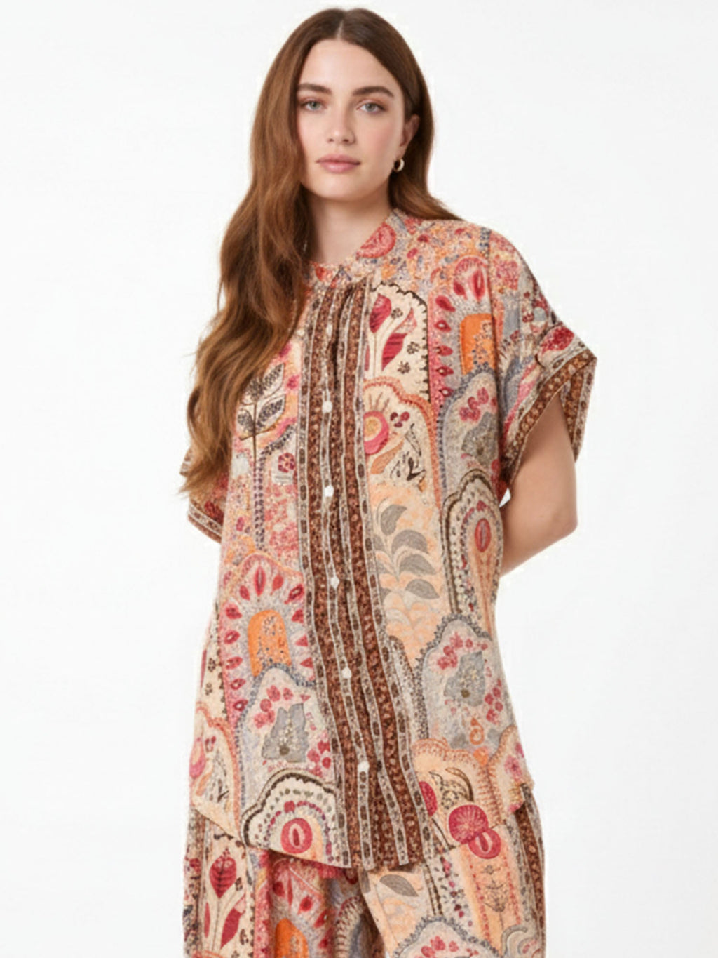 Terracotta Paisley Camp Shirt