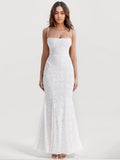 Elegant Lace Fit-and-Flare Maxi Dress