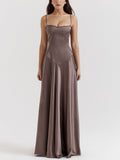 Brown Spaghetti Strap Maxi Dress