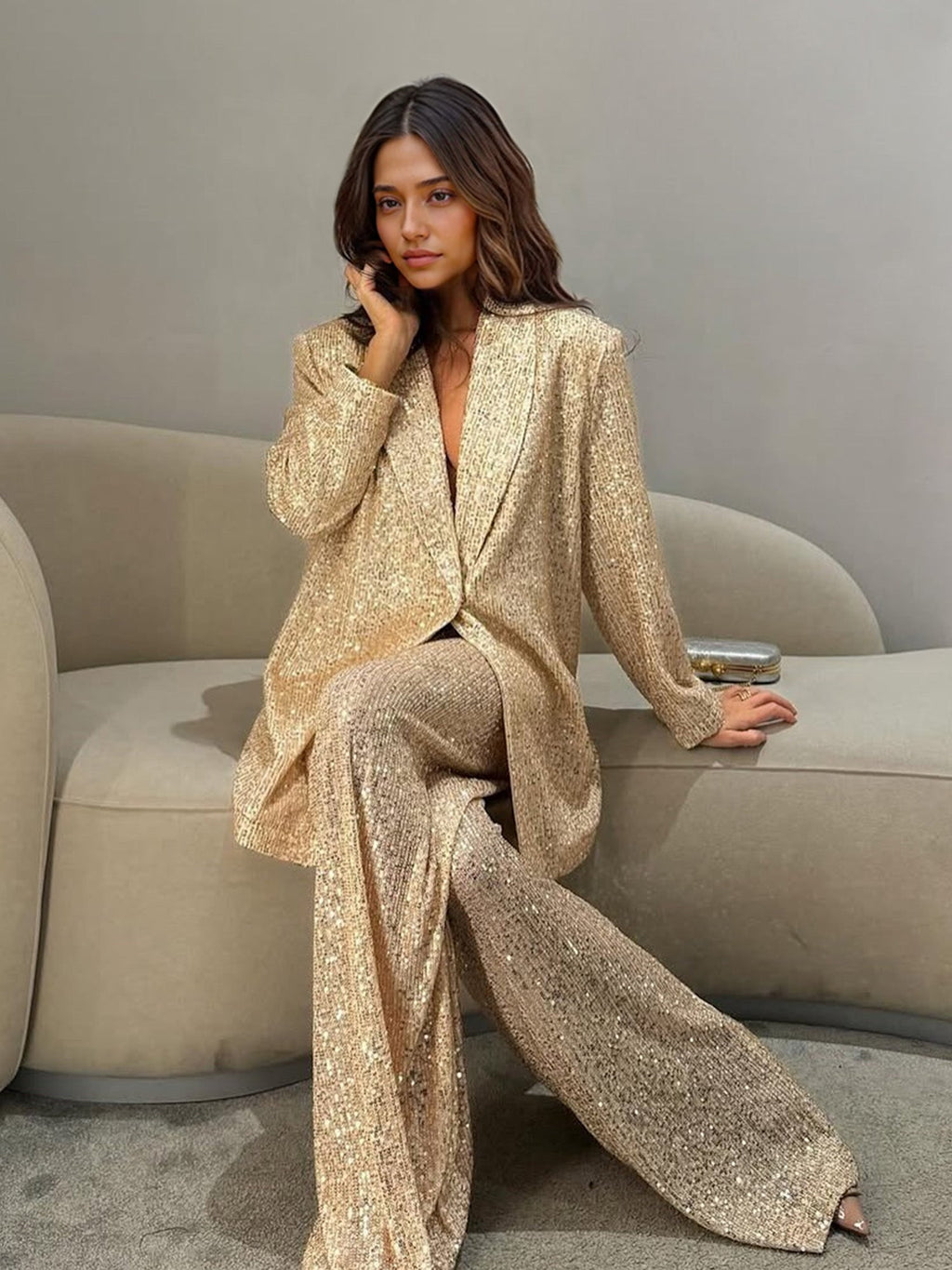 Blazer Berpayet Metalik