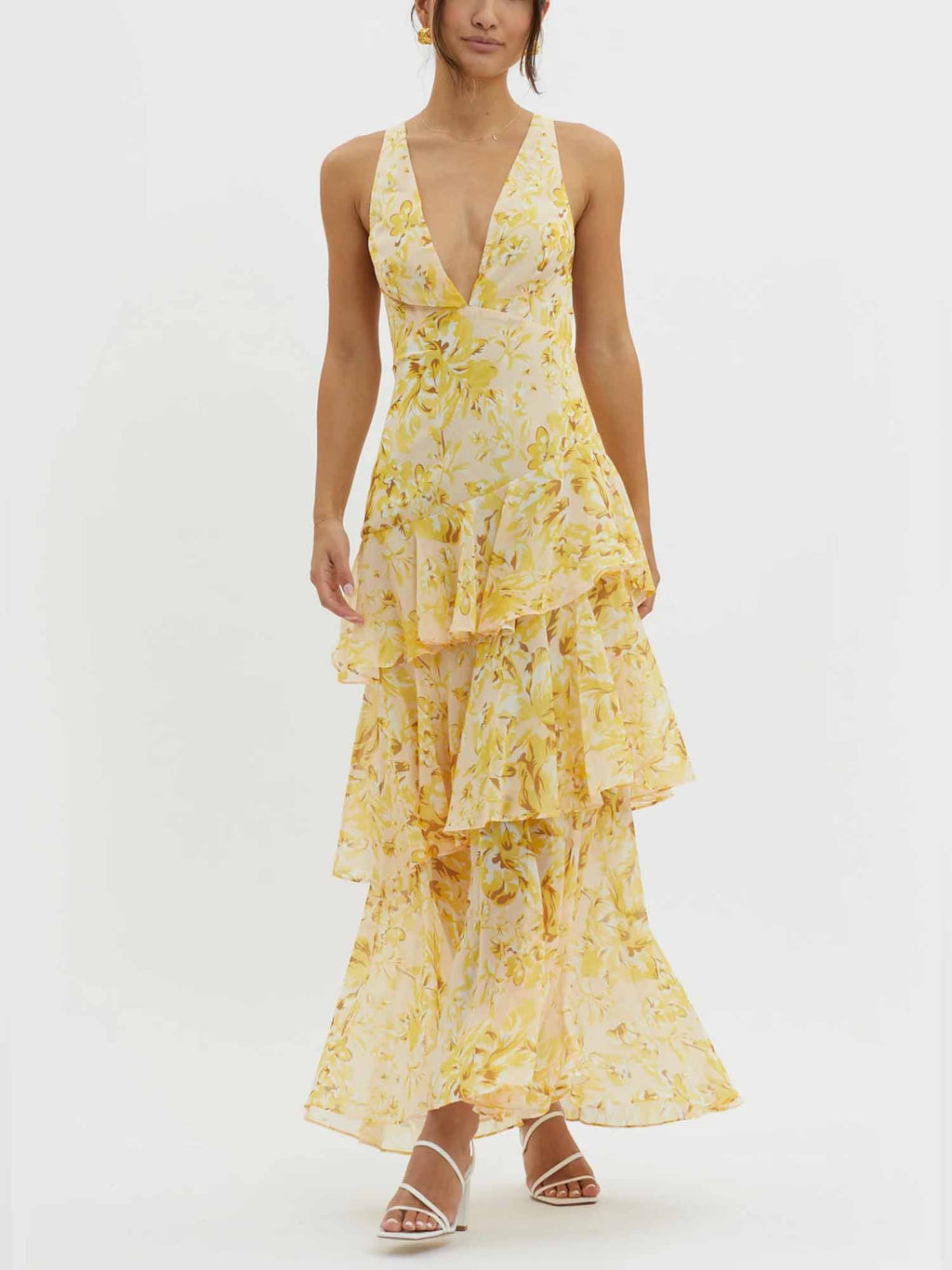 Yellow Ruffled Tiered Maxi Dress