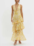 Yellow Ruffled Tiered Maxi Dress