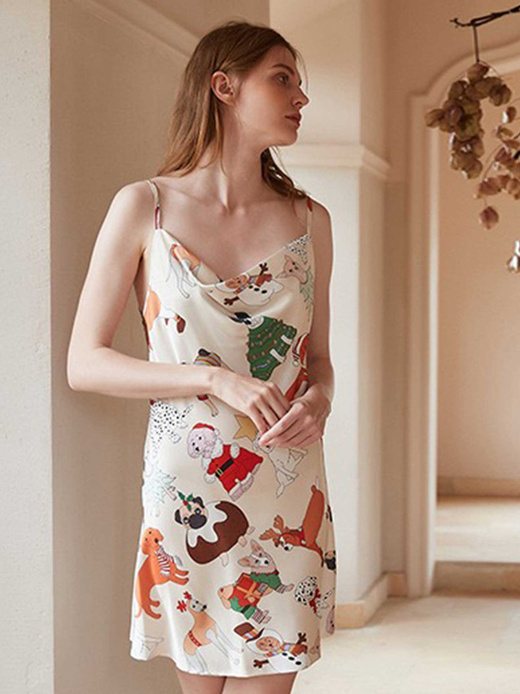Cartoon Dog Print Nightgown