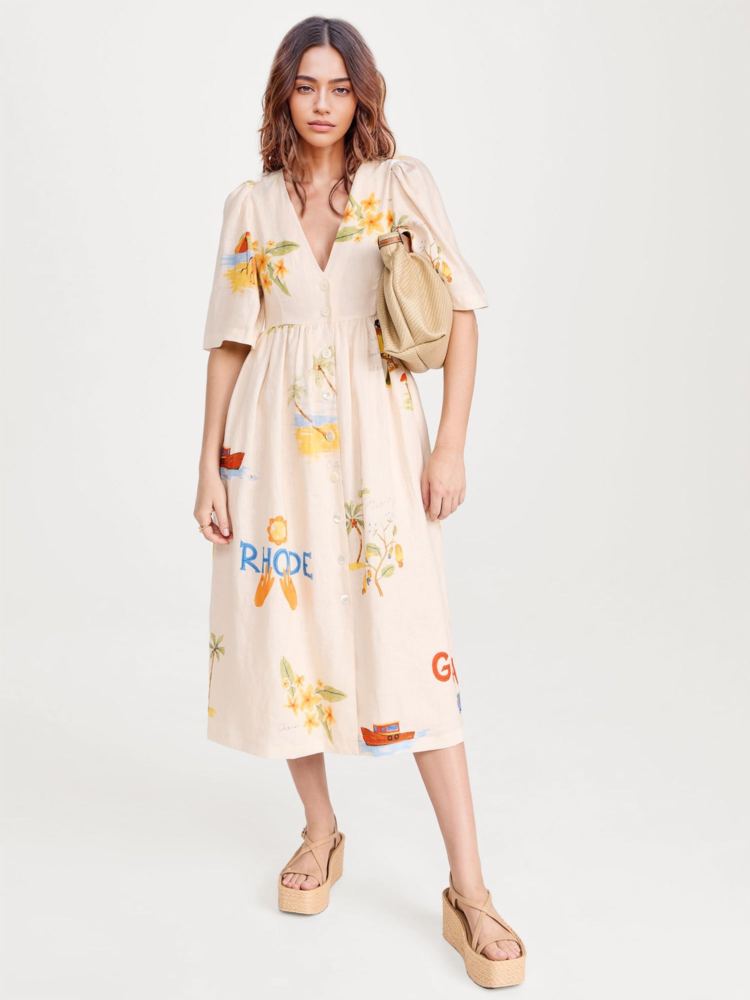 Vacation Floral Print Midi-Dress
