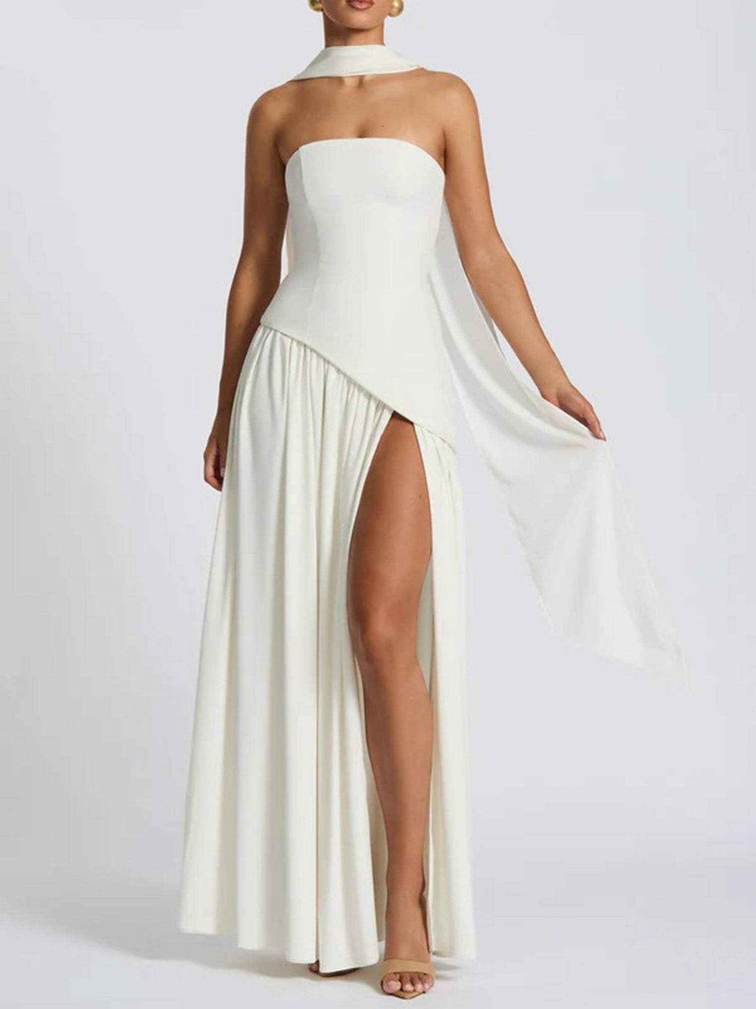 Slit Veil Maxi Dress