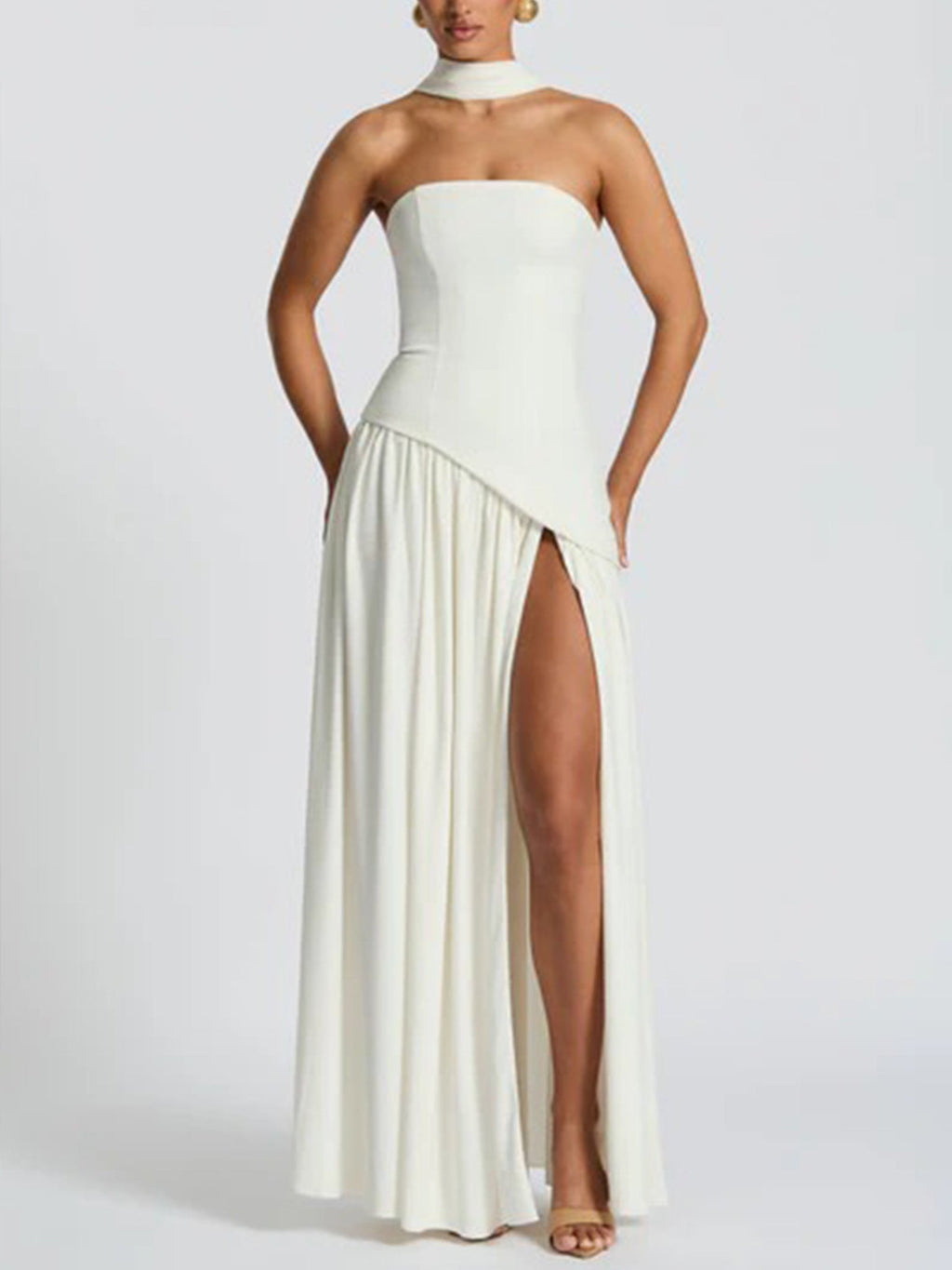 Slit Veil Maxi Dress