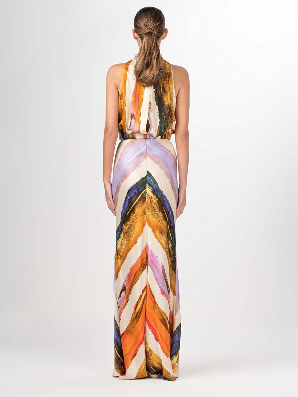 Sunset Chevron Halter Maxi Set