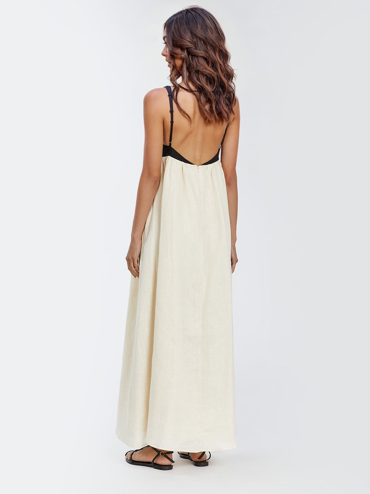 Color Block Maxi Dress with Spaghetti Straps