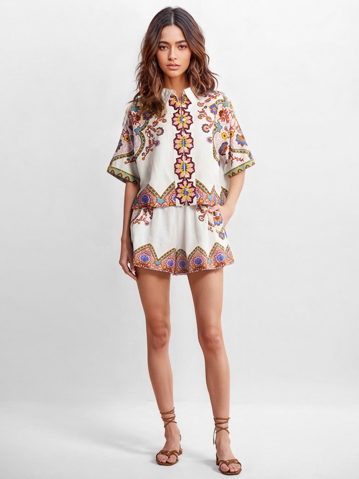 Bohemian Floral Print Two-Piece Set