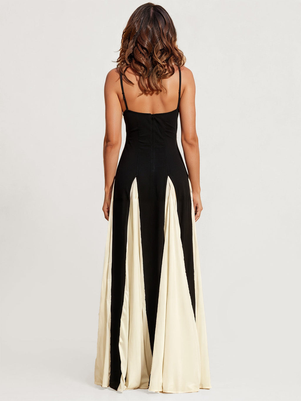 Chic Contrast Black and White Maxi Dress