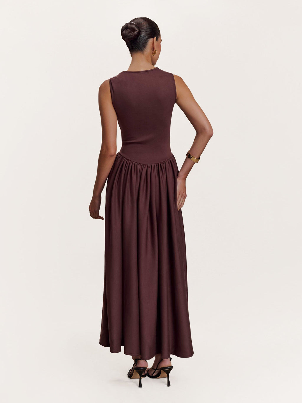 Mocha Sculpted Drape Midi Dress