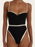 Black and White Contrast One-Piece Swimsuit