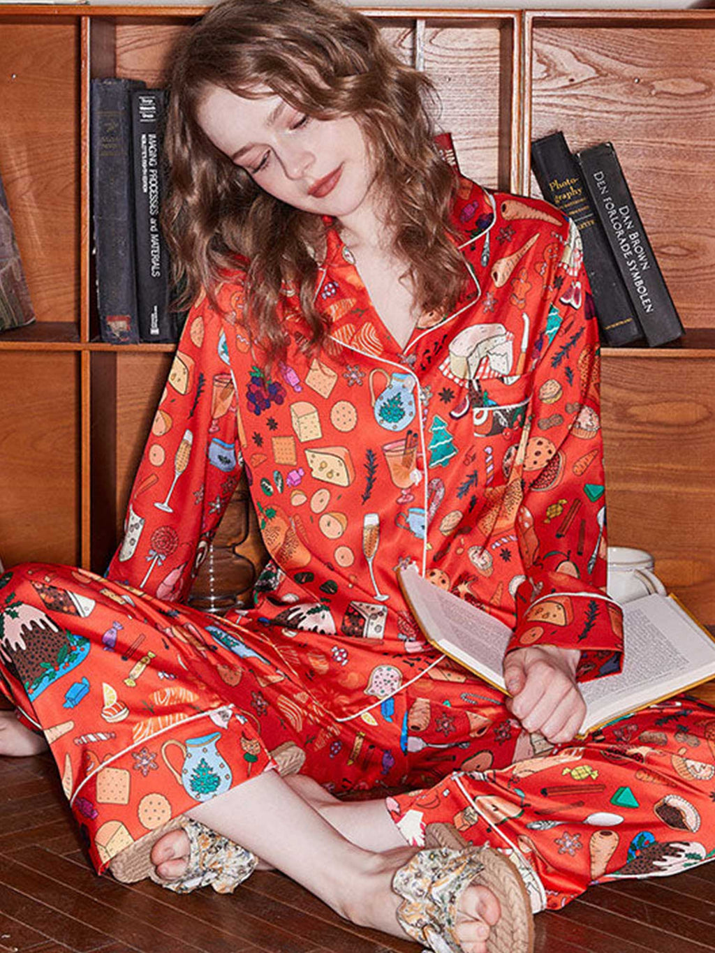 Set Pajama Bercetak Pencuci Mulut
