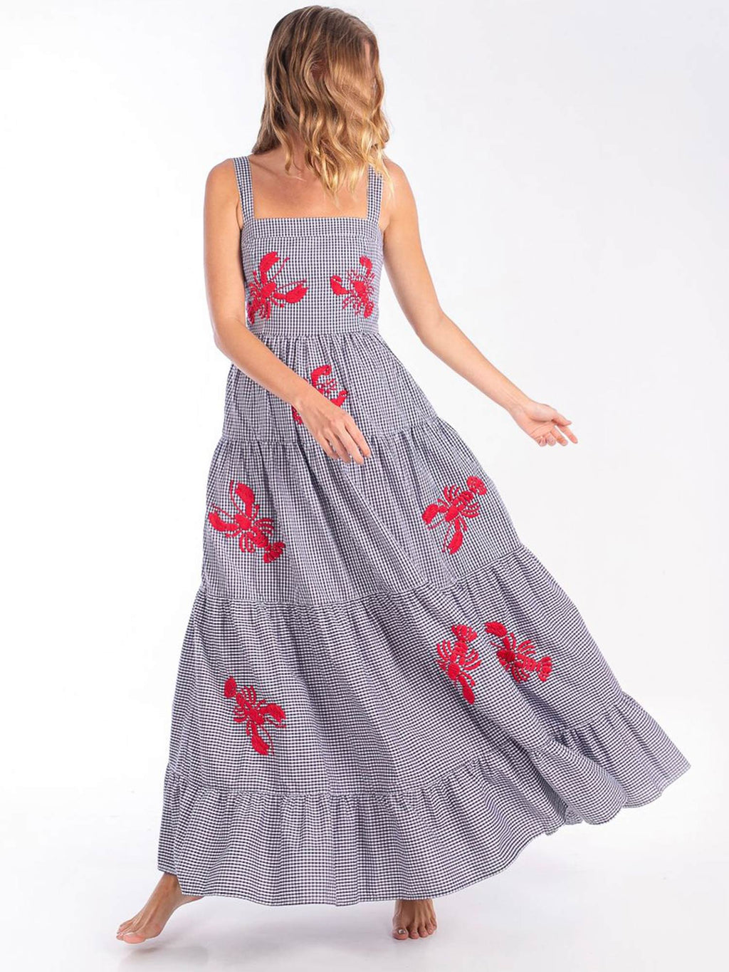 Floral Gingham Maxi Dress