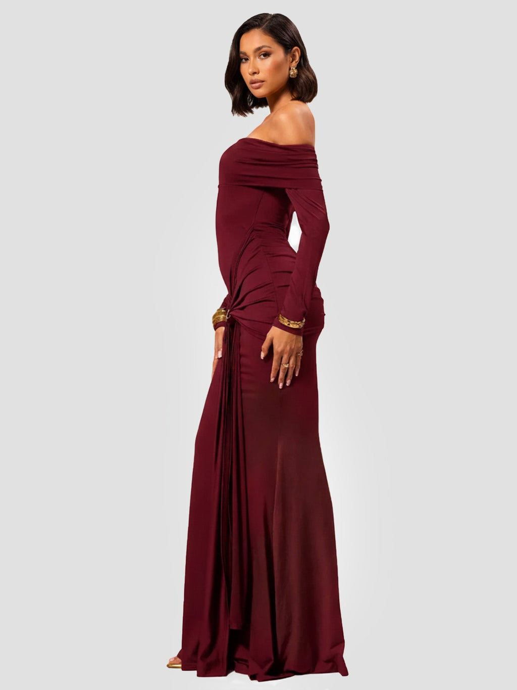 Red Sleek Maxi Dress Evening Poise