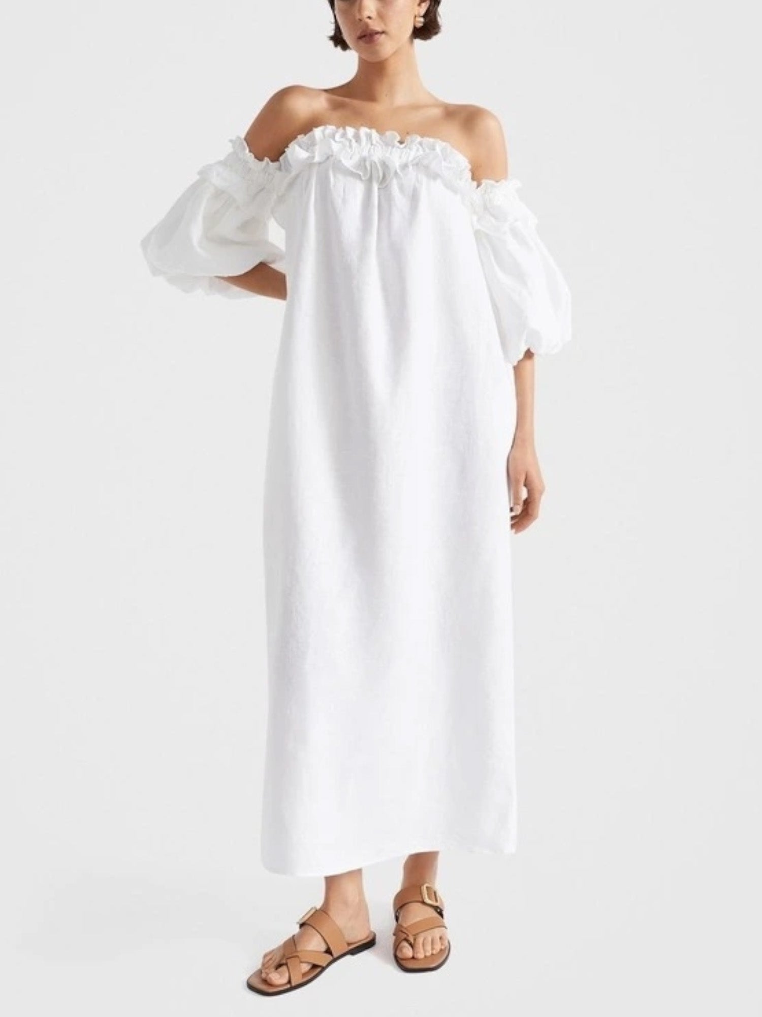 Off-Shoulder Ruffled Boho Maxi Dress