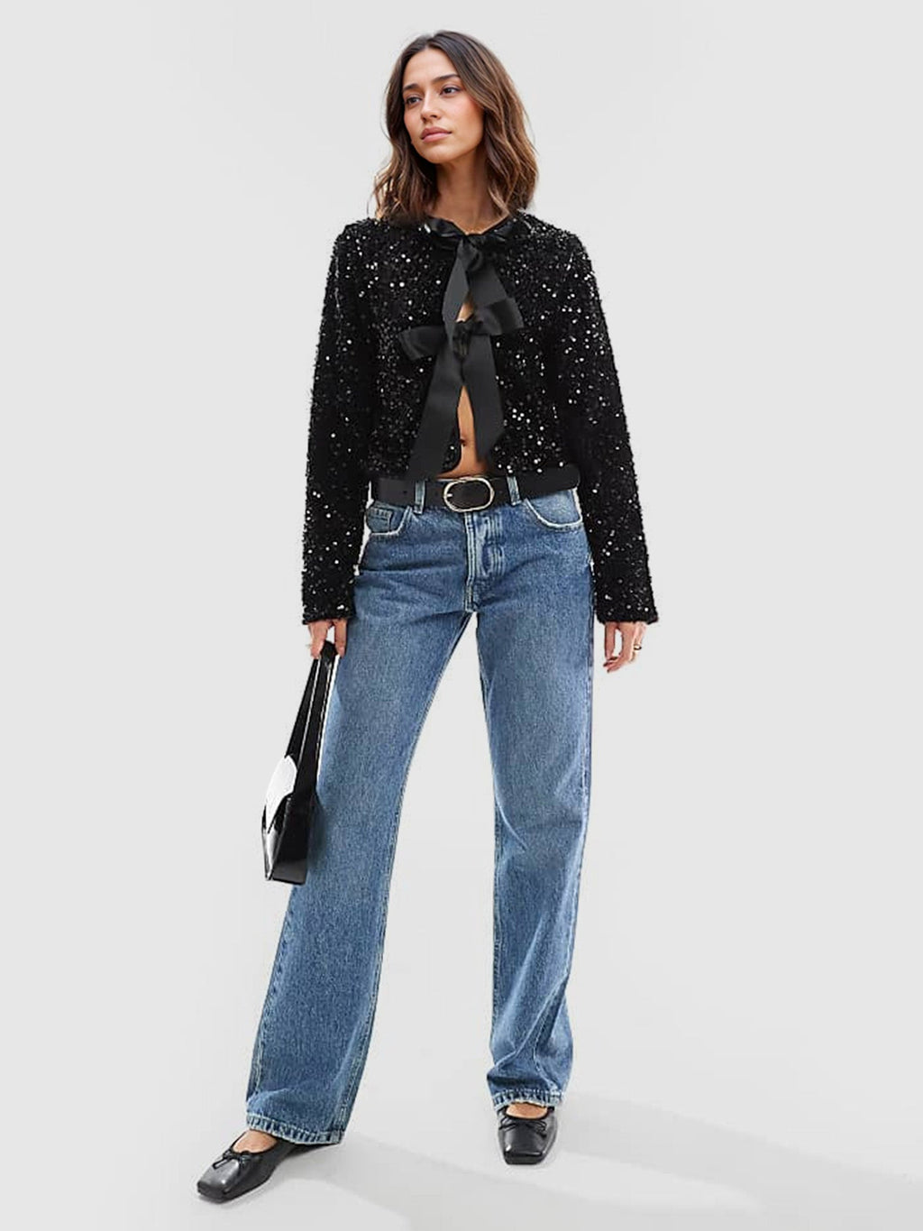 Sequin Bow Detail Top