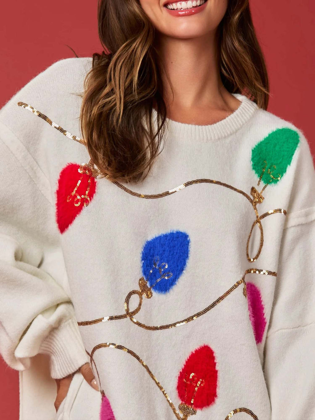 Sweater Kaskad Perayaan Putih