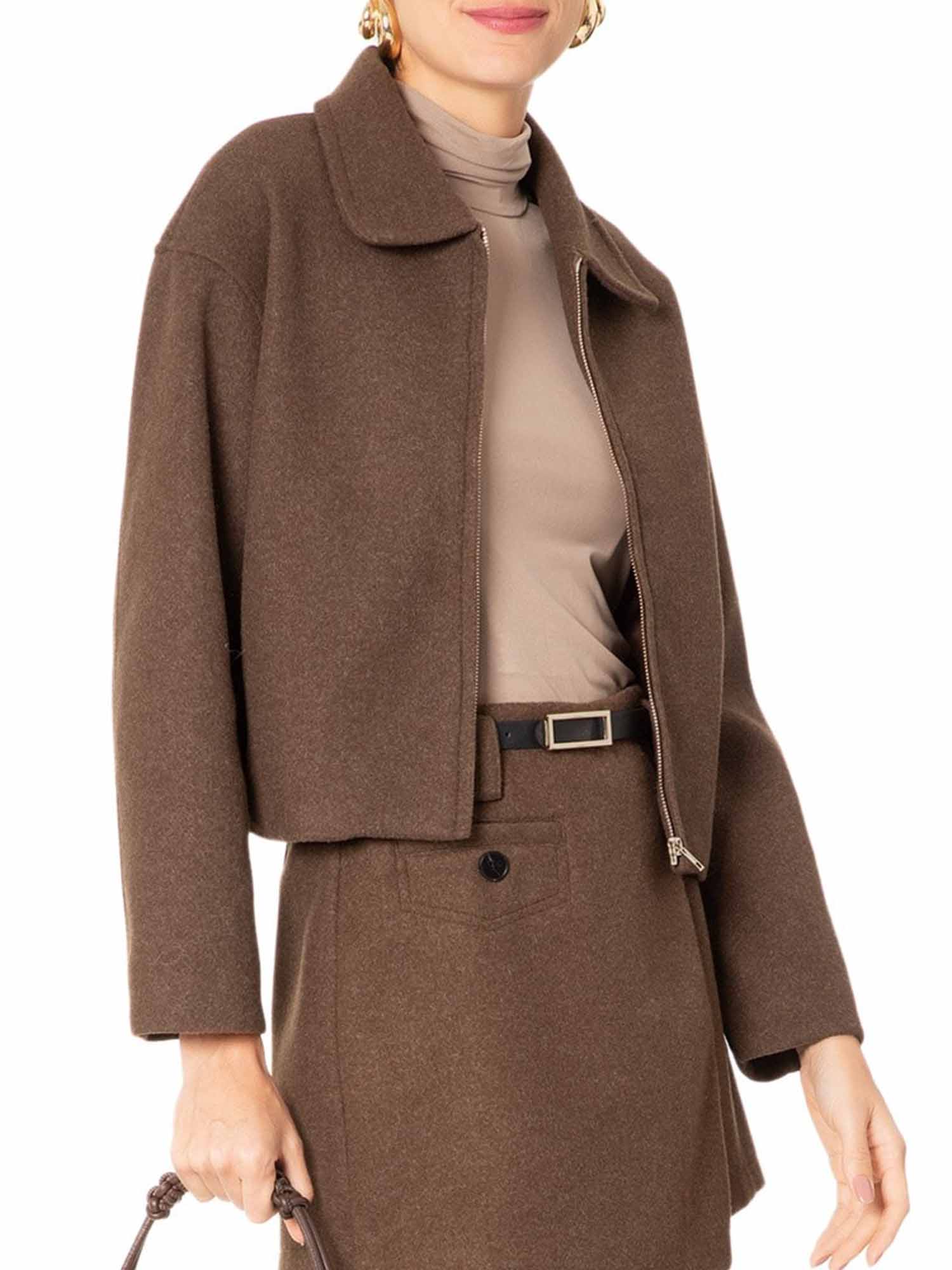 Cropped Wool-Blend Jacket