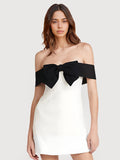 Bow-Detail Off-Shoulder Mini Dress