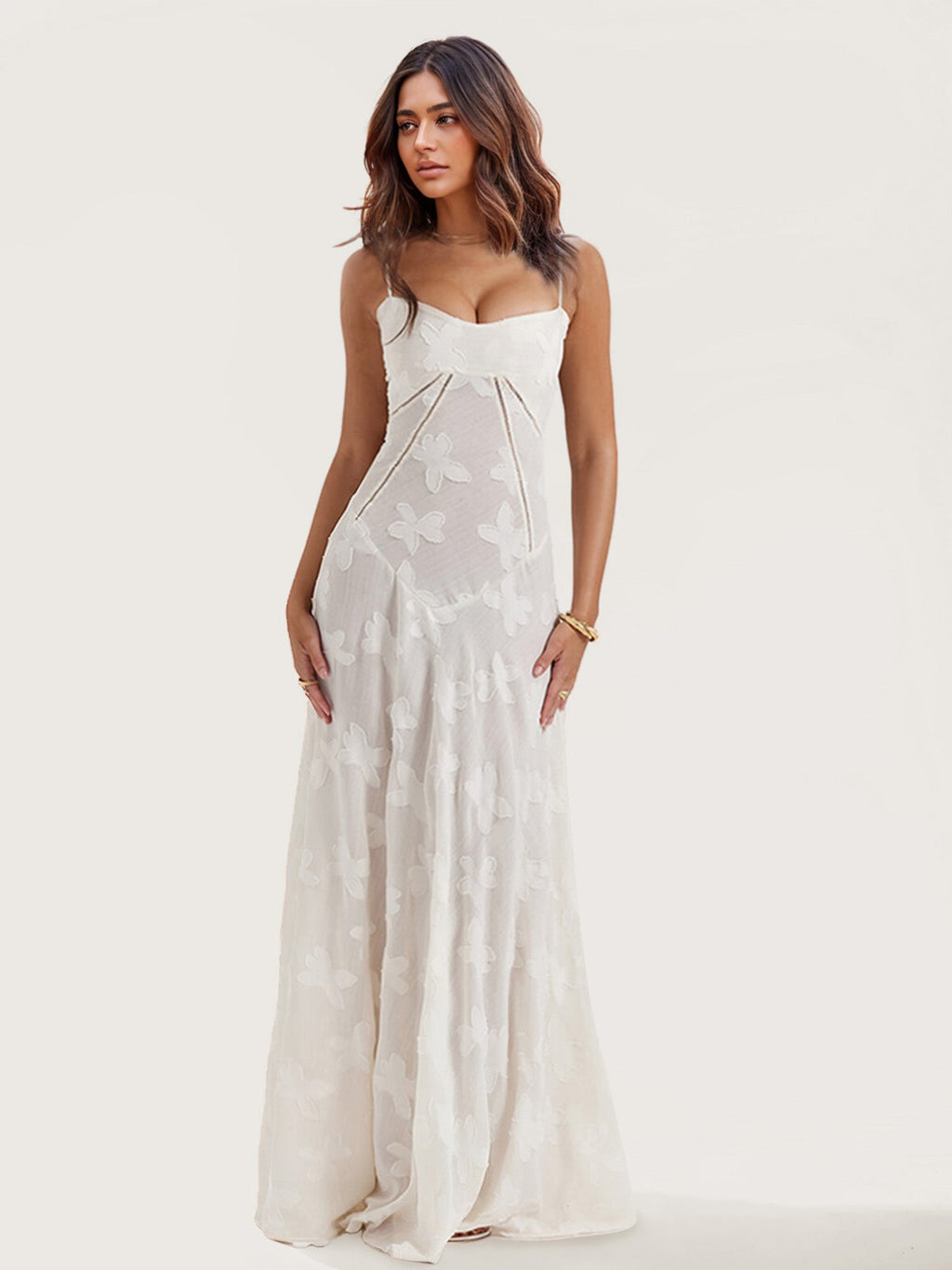 Floral Lace Detail Maxi Dress