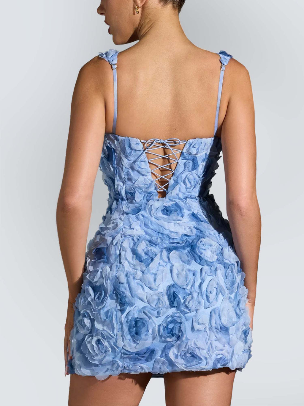 Blue 3D Floral Mini Dress