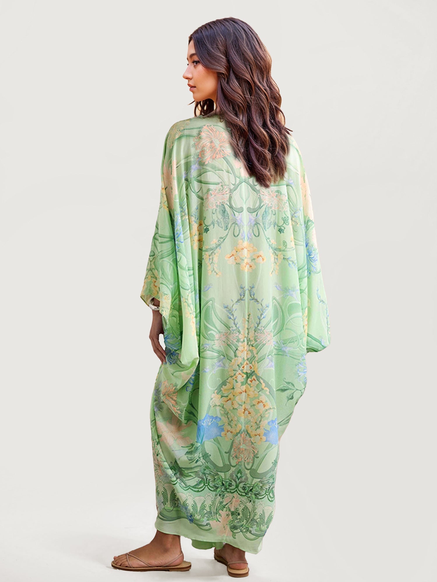 Green Floral Plunge Maxi Dress Gretachic Green Floral Plunge Maxi Dress Gretachic
