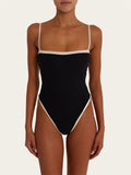 Vintage-Inspired Black & White One-Piece Swimsuit