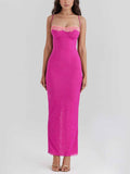 Hot Pink Corset Bodycon Maxi Dress