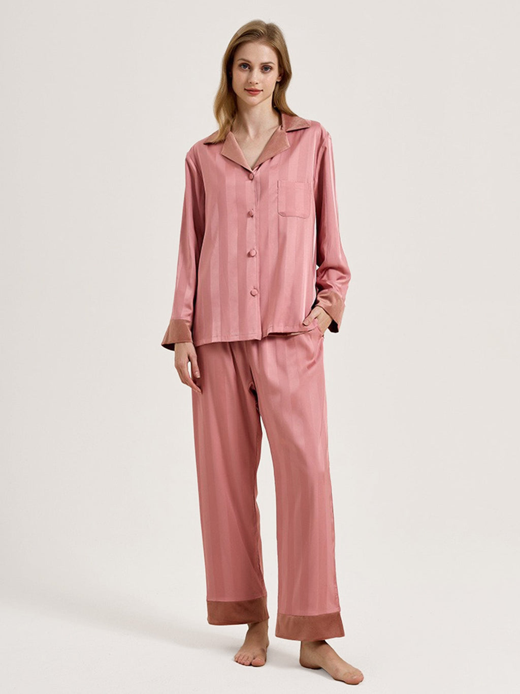Satin Pink Pajama Set
