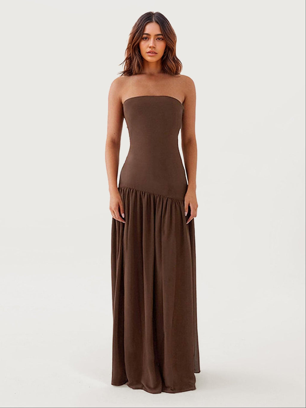 Strapless Ruffle Maxi Dress